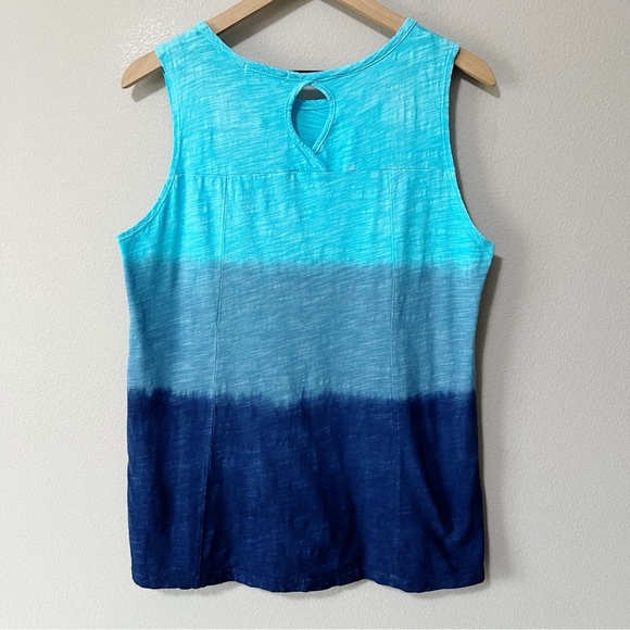 Fresh Produce Ombré Blue Sleeveless Tank Top Keyhole Back Size Medium Beach 90s - Picture 4 of 8